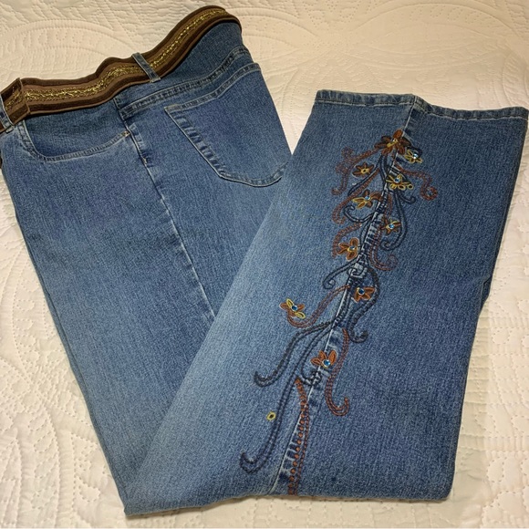 Vintage Y2K Wild Secret Jeans Embroidered Rhinestones Flared Size 11 - Picture 4 of 16